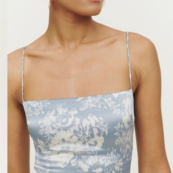 NWT Reformation Frankie Silk Dress Porcelain